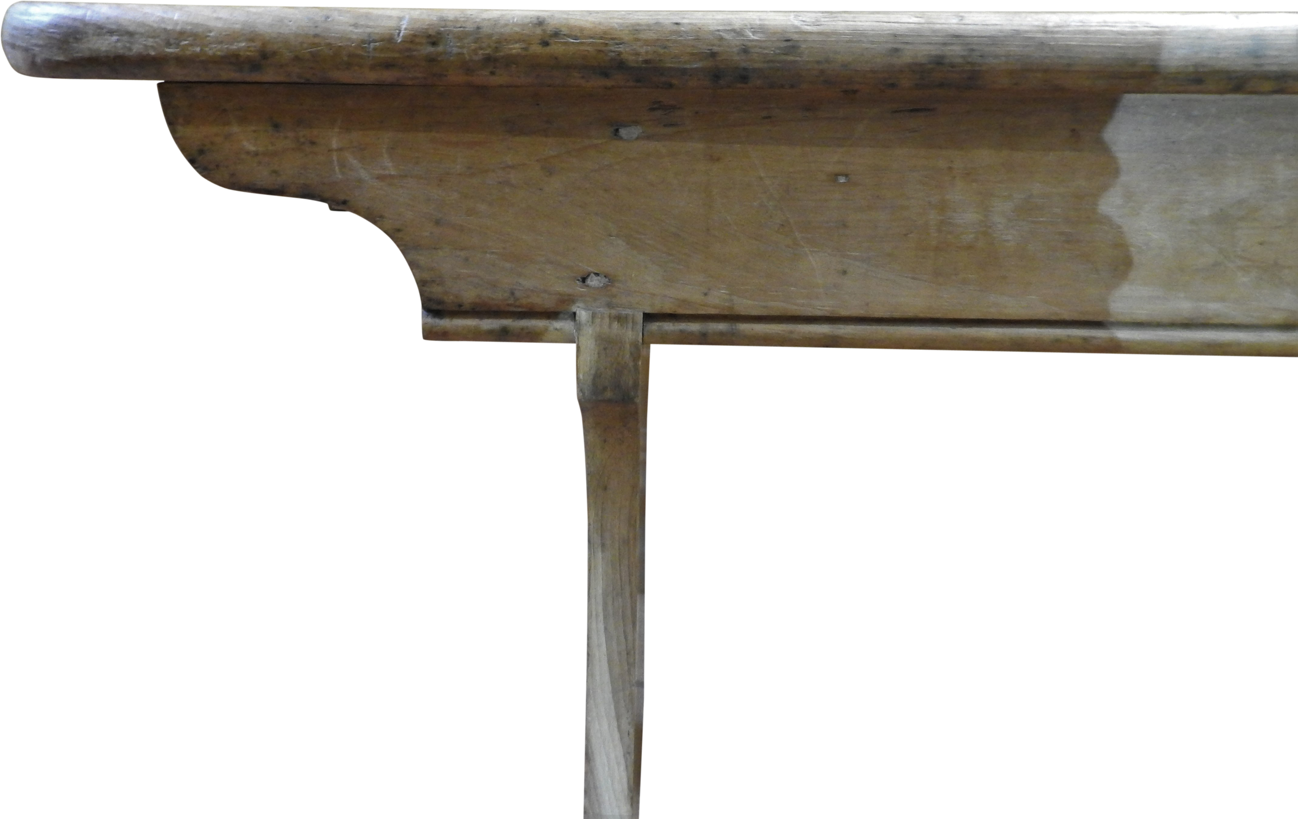 A 19TH CENTURY PINE TAVERN BENCH, of simplistic rustic form, 47 x 183 x 27.5 cm - Image 3 of 3