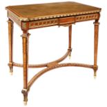 A FINE LOUIS XV STYLE KINGWOOD AND GILT-METAL MOUNTED CENTER TABLE ATTRIBUTED TO FRANCOIS LINKE,