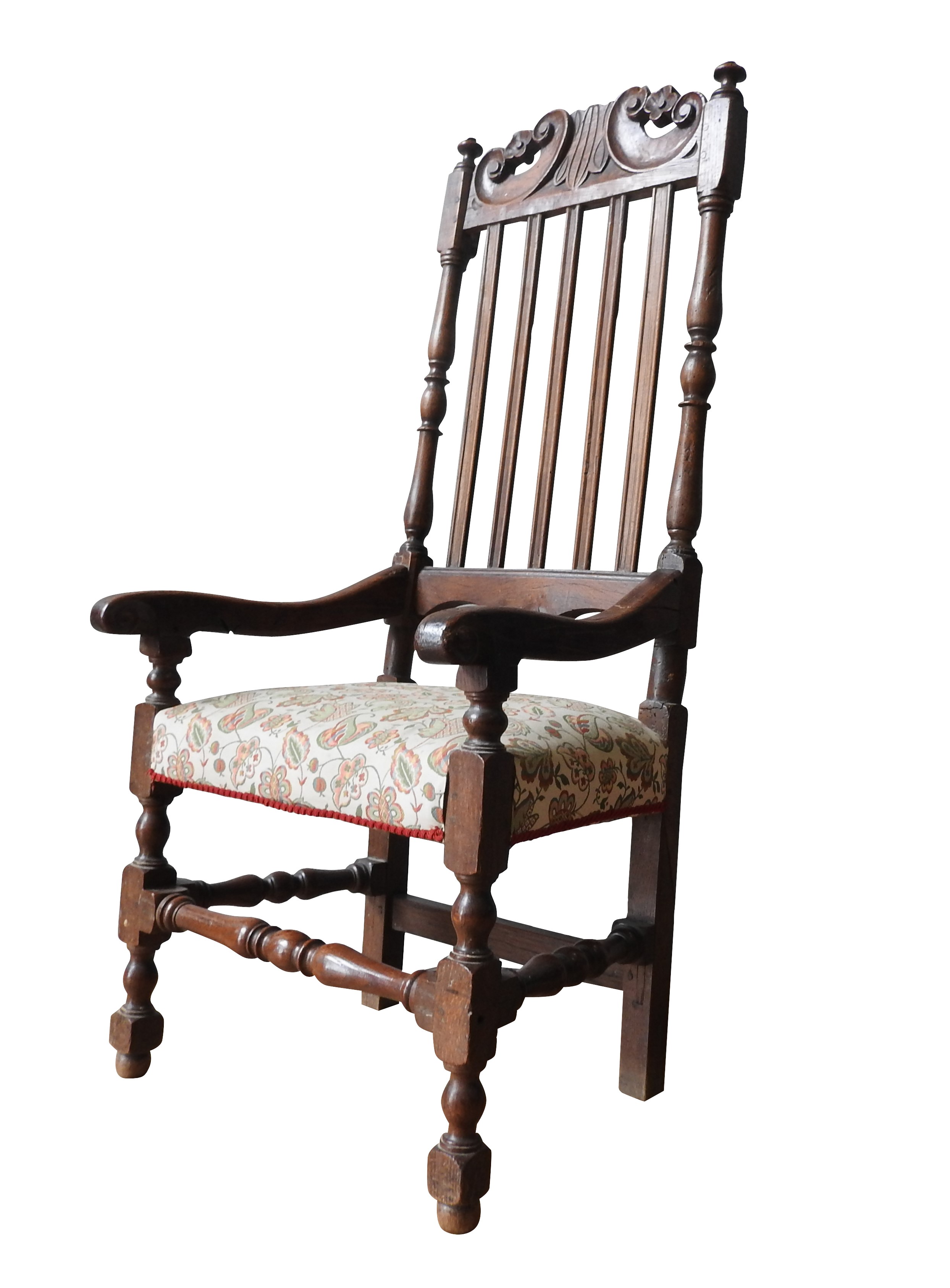 A FRENCH 19TH CENTURY SLAT BACK COUNTRY ELBOW CHAIR