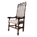A FRENCH 19TH CENTURY SLAT BACK COUNTRY ELBOW CHAIR