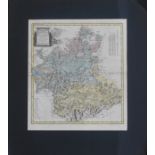 A HAND COLOURED MAP OF MADRID, TOLEDO AND LA MANCHA, mounted, bears the date 1781, by E.L Gusfefeld,