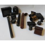 A BOX OF MIXED VINTAGE CAMERA BODIES, LENSES AND TRIPODS