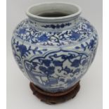 A CHINESE BLUE AND WHITE MING-STYLE BALUSTER VASE, 20th century, with an apocryphal Jiajing mark, 22