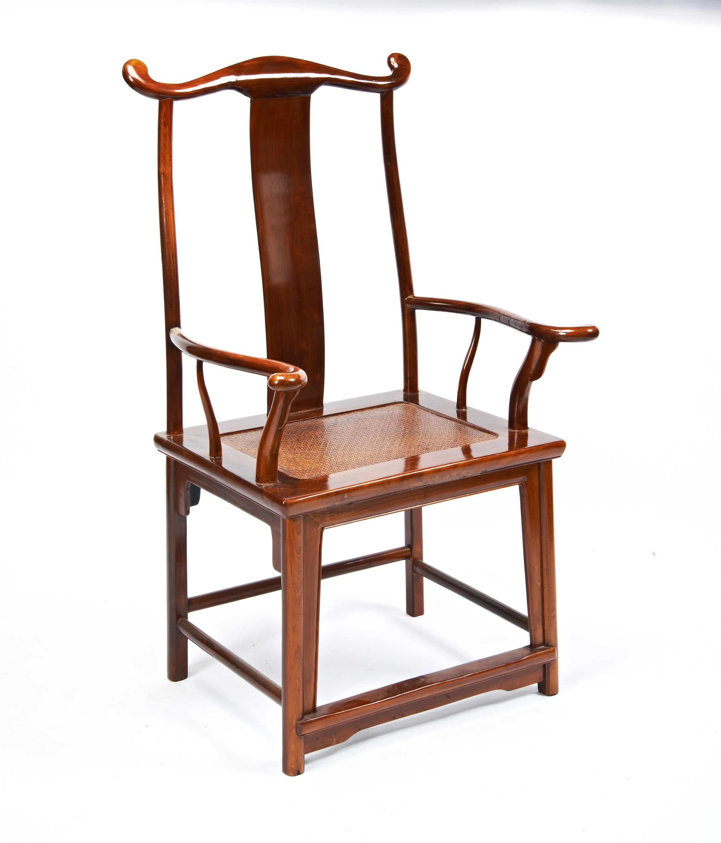 HARDWOOD YOKEBACK ARMCHAIR, GUANMAOYI with a soft mat inset seat  115cm high, 67cm wide