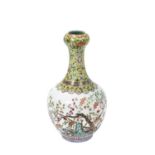 FAMILLE ROSE 'GARLIC MOUTH' VASE JIAQING SEAL MARK BUT LATER the baluster body painted with a