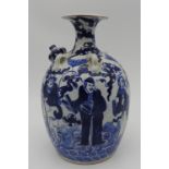 A CHINESE BLUE & WHITE WINE JAR, 20th century, with figural decoration, 23 cm high PROVENANCE: