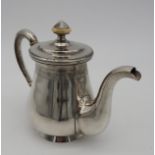 A 19TH CENTURY FRENCH SILVER TEAPOT, circa 1896, baluster form with stepped beaded edge lid