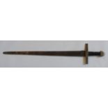 A THEATRICAL FEPLICA OF A MEDIEVAL EUROPEAN SWORD, cruciform hilt stamped with reference numbers,