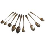 FOUR SCOTTISH GEORGE III SILVER TEA SPOONS, marks of Patrick Robertson, Edinburgh, circa 1785,