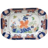 CHINESE EXPORT RECTANGULAR DISH QING DYNASTY decorated with a verdant blossoming rocky outcrop 36.