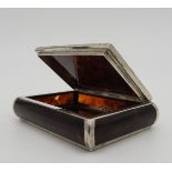 A VINTAGE SILVER AND TORTOISESHELL CASE, simplistic form with cushion panels, stamped 'Sterling 935'