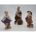 A 19TH CENTURY STAFFORDSHIRE FIGURE, depicting Nell, the Cobbler's Wife, along with two 19th century