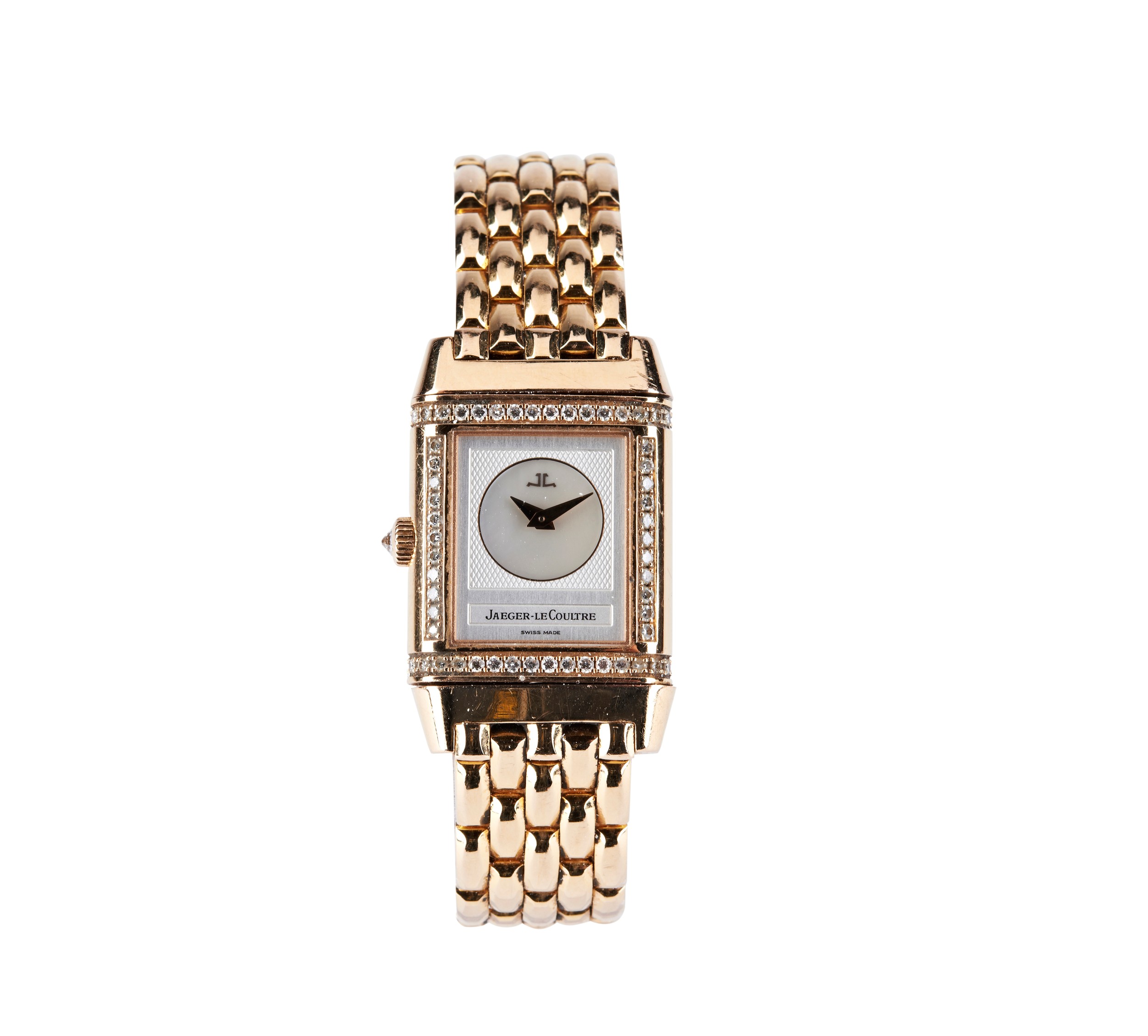 JAEGER LE COULTRE: AN 18CT YELLOW GOLD AND DIAMOND SET LADIES DUETTO REVERSO WRISTWATCH ref. 266.2. - Image 2 of 3