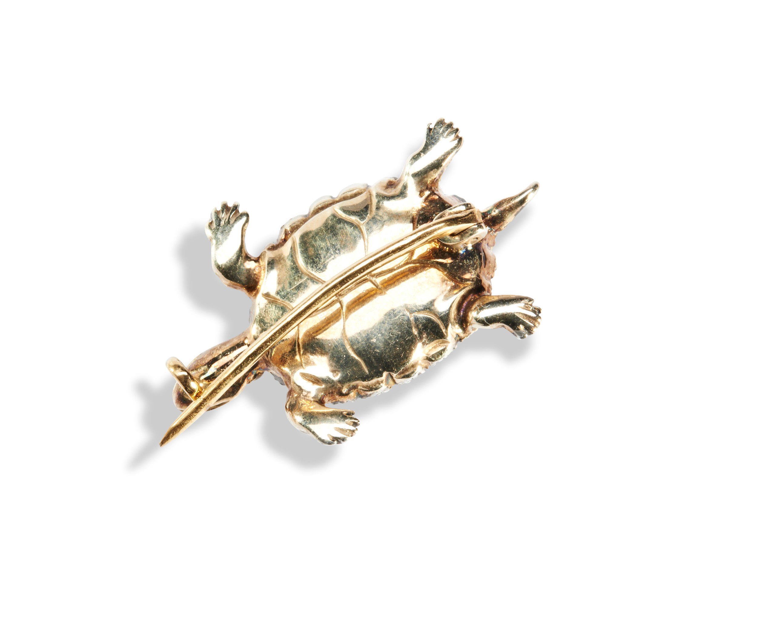 A VICTORIAN GARNET AND DIAMOND TURTLE BROOCH, CIRCA 1880 with the shell formed of a garnet - Image 2 of 2