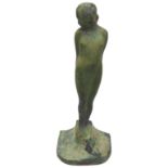 AN ART NOUVEAU PAINTED LEAD FIGURE OF A NUDE, circa 1920, in the manner of Frankart Inc 25cm high