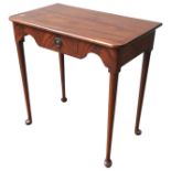A MAHOGANY QUEEN ANNE STYLE SIDE TABLE, CIRCA 1900, oblong top with rounded corners above a