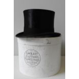 A VINTAGE HENRY HEATH SILK TOP HAT, circa late 20's/ early 30's, with associated cardboard hat