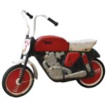 A VINTAGE MOBO TIN PLATE PEDAL MOTORCYCLE, CIRCA 1965, in red and white livery with BSA logo on