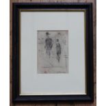 AFTER L.S LOWRY (1887-1976) CHARCOAL / PAPER SKETCH OF TWO FIGURES