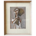 CECIL COLLINS (1908-1989), GOUACHE/PAPER, WOMAN CARRYING CORN, signed and dated 1947 in lower