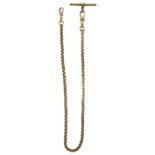 A 15CT GOLD WATCH CHAIN, 32 cm long, 11 grams