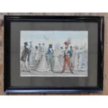 'FASHIONABLES OF 1821' 19TH CENTURY COLOURED LITHOGRAPH, titled and inscribed 'published by