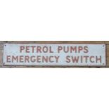 A VINTAGE CAST ALUMINIUM SIGN, CIRCA 1950, impressed red painted lettering reads ' Petrol Pumps