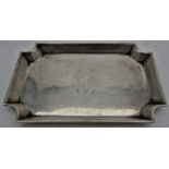 A GWR PRESENTATION SILVER PEN TRAY, oblong shape with fluted corners, engraved with the full GWR
