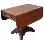 A REGENCY MAHOGANY SUPPER TABLE, EARLY 19TH CENTURY, hinged drop-leaf top above a single end