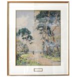 PAUL EMIL LECOMTE (1877-1950) WATERCOLOUR OF FISHERMAN WALKING TO THE BEACH, signed in lower left