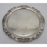 A SILVER ART NOUVEAU DISH BY MAPPIN & WEBB, circular form with pierced scroll foliate rim