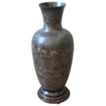 A LARGE INDIAN LARGE BRONZE ALLOY VASE, EARLY 20TH CENTURY, baluster form with flared mouth ,