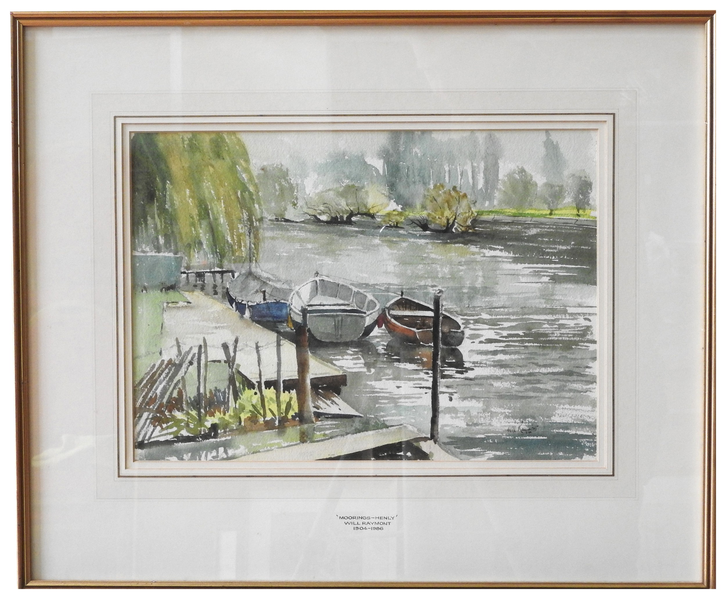 WILL RAYMONT (1904-1986) 'MOORINGS-HENLY' WATERCOLOUR/PAPER, signed in lower right corner 27 x 38 cm