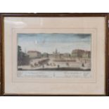 FOUR HAND COLOURED 18TH CENTURY LITHOGRAPHS, depicting views of London, including St. Pauls