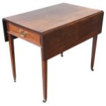A MAHOGANY PEMBROKE TABLE, 19TH CENTURY hinged drop-leaf top above a single end frieze drawer,