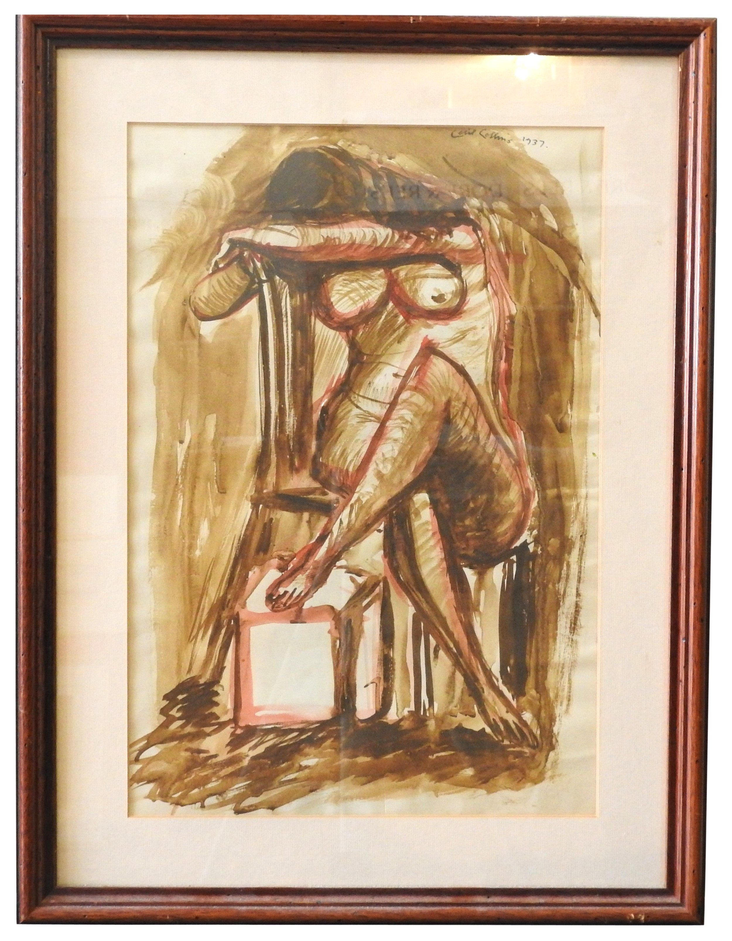 CECIL COLLINS (1908-1989) WATERCOLOUR, SEATED FEMALE LIFE STUDY, signed and dated 1937 in the top