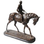 AFTER PIERRE JULES MENE (1810-1879) 'VAINQUEUR DU DERBY' PATINATED BRONZE SCULPTURE, (20th