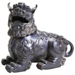 BRONZE BUDDHIST LION CENSER LATE MING / QING DYNASTY cast a recumbent Buddhist lion, cast with