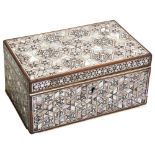 AN OTTOMAN MOTHER OF PEARL INLAID BOX TURKEY, 19TH CENTURY the rectangular box inlaid throughout