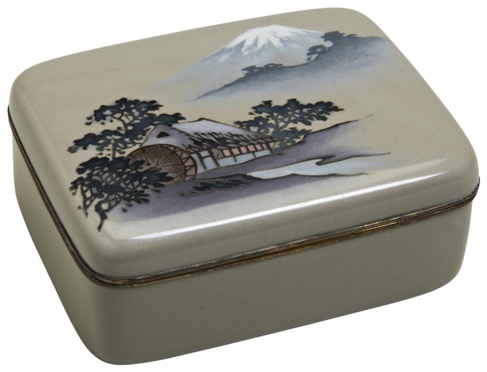 A JAPANESE CLOISONNE BOX AND COVER MEIJI / TAISHO PERIOD worked in wire and coloured wireless