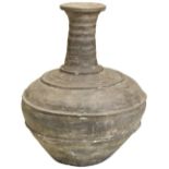 A GREY POTTERY VASE WARRING STATES PERIOD (475-221 BC) of compressed baluster form with a short