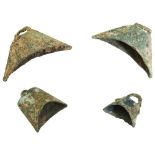 A GROUP OF FOUR SMALL BRONZE BELLS WARRING STATES / WESTERN HAN DYNASTY  (475BC - AD8 / 25 -