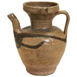 A YELLOW-GLAZED BROWN-SPLASHED EWER  FIVE DYNASTIES / NORTHERN SONG (907 - 1127) the baluster