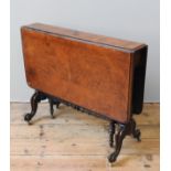 A VICTORIAN WALNUT SUTHERLAND TABLE, CIRCA 1870, the figured, folding rectangular top with moulded