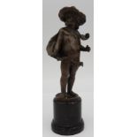 FRANZ IFFLAND (1862-1935) LATE 19TH/EARLY 20TH CENTURY BRONZE FIGURE OF BOY, depicted wearing a