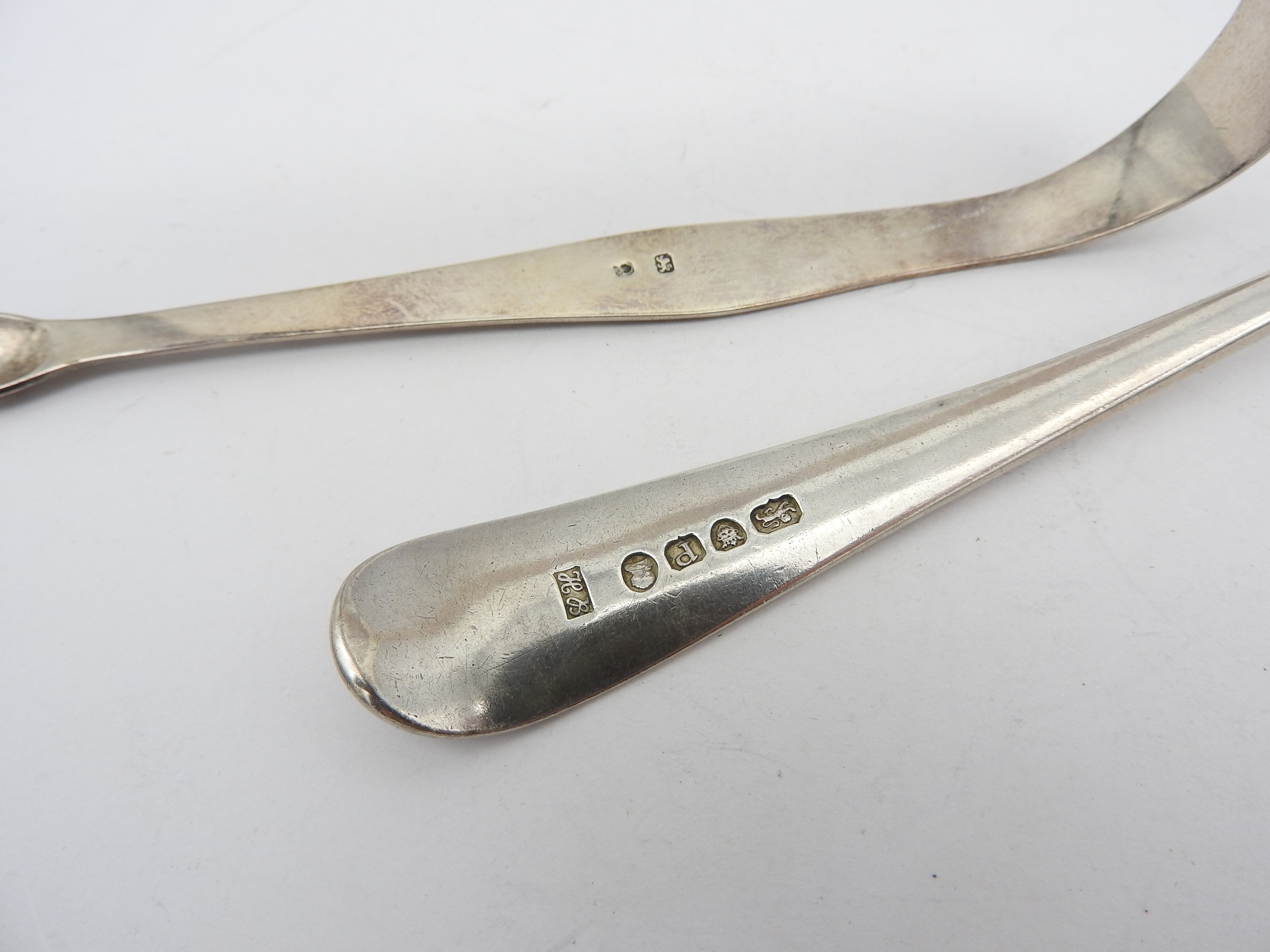 A PAIR OF GEORGE III SILVER SUGAR TONGS AND A TABLESPOON, BOTH BY HESTER BATEMAN, the pair of - Image 2 of 2