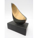 CHRIS BUCK (b.1956) 'SHEBA' BRONZE, NO. 5/9, abstract form, polished and patina finish, raised on