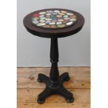 A 19TH CENTURY CIRCULAR OCCASIONAL TABLE, the circular rosewood veneer top inset with specimen