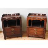 AN UNUSUAL NEAR PAIR OF GEORGE III MAHOGANY NIGHT COMMODES, CIRCA 1780, both adapted as bedside