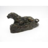 AFTER ANTOINE-LOUIS BAYRE (1795-1875) BRONZE STUDY OF LIONESS, 20TH CENTURY, modelled in recumbent